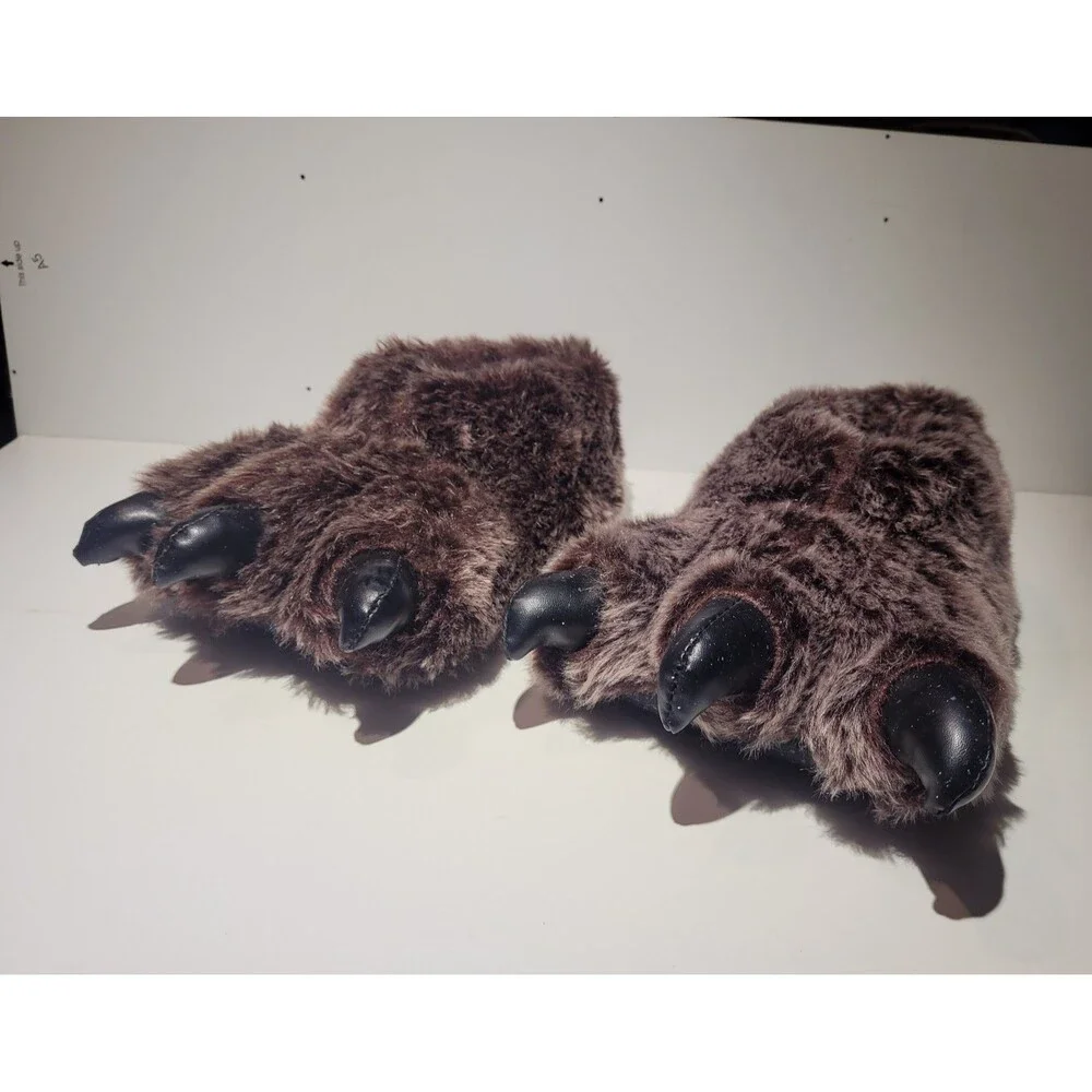 George Plush Brown Bear Paw Slippers Claw House Shoes – Size S/M #103